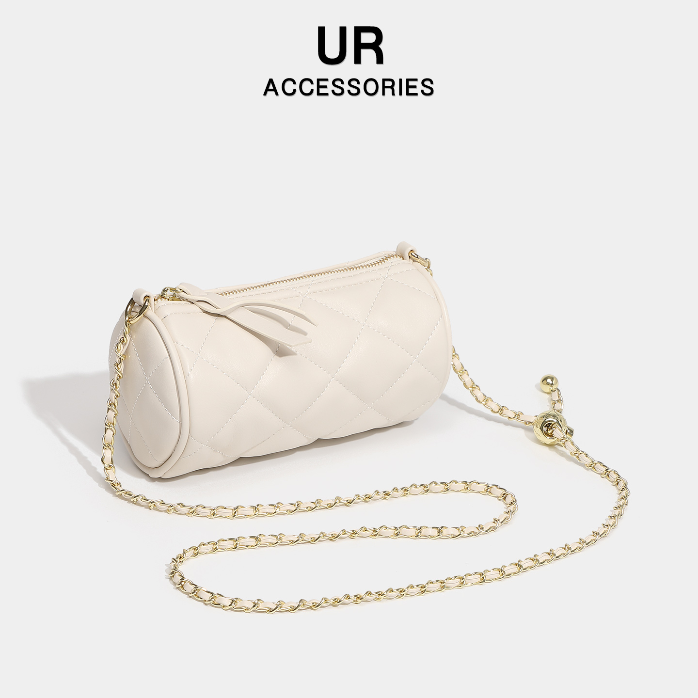 【官方旗舰】菱格单肩圆筒包