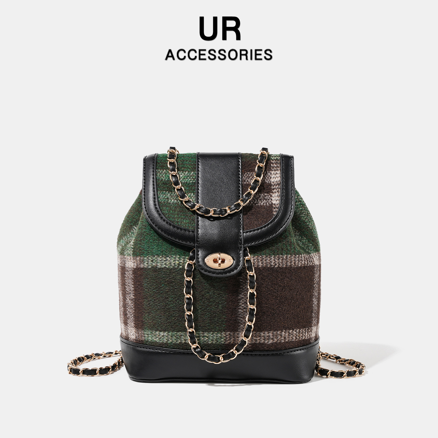 【旗舰店】秋冬呢子链条双肩包