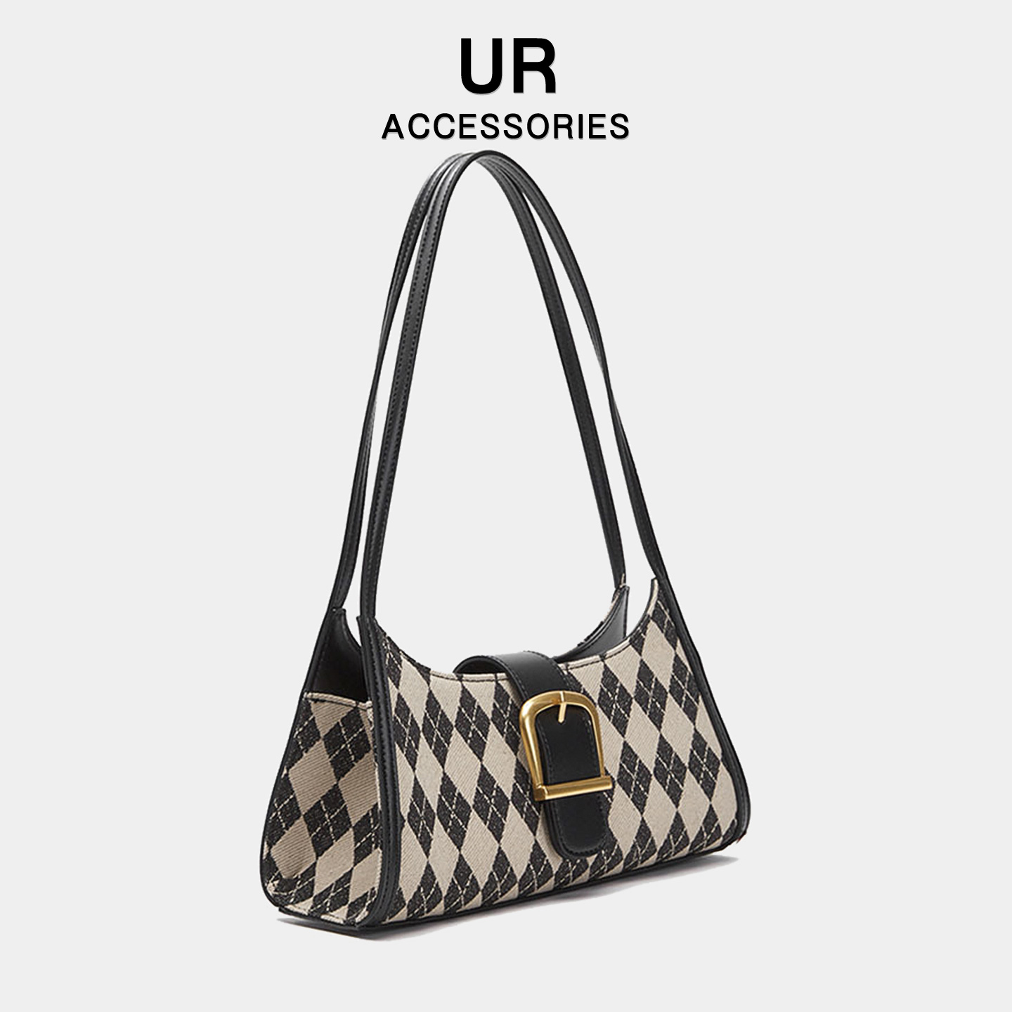 【官方旗舰】复古搭扣格纹法棍包