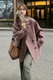 【新款现货】冬季新款粉色千鸟格西装毛呢外套2C371-P145-K228，女装毛呢外套，2C120