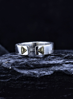 纯银戒指男士个性全视上帝之眼荷鲁斯潮创意时尚开口小指尾戒单身