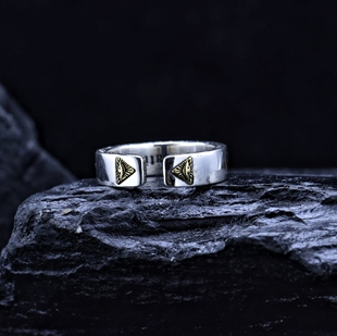 纯银戒指男士个性全视上帝之眼荷鲁斯潮创意时尚开口小指尾戒单身