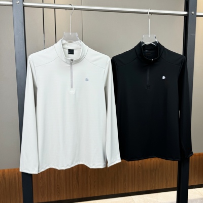 小树男士春季休闲运动健身半拉链打底T恤