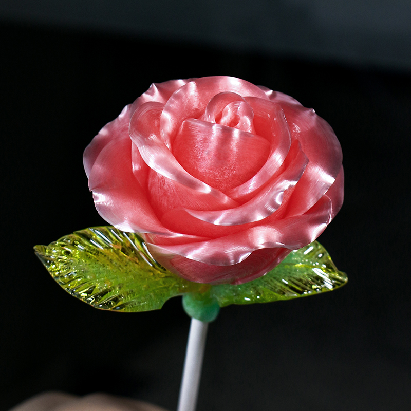 情人节玫瑰花棒棒糖高颜值零食星空糖果水晶糖手工diy礼物送女友