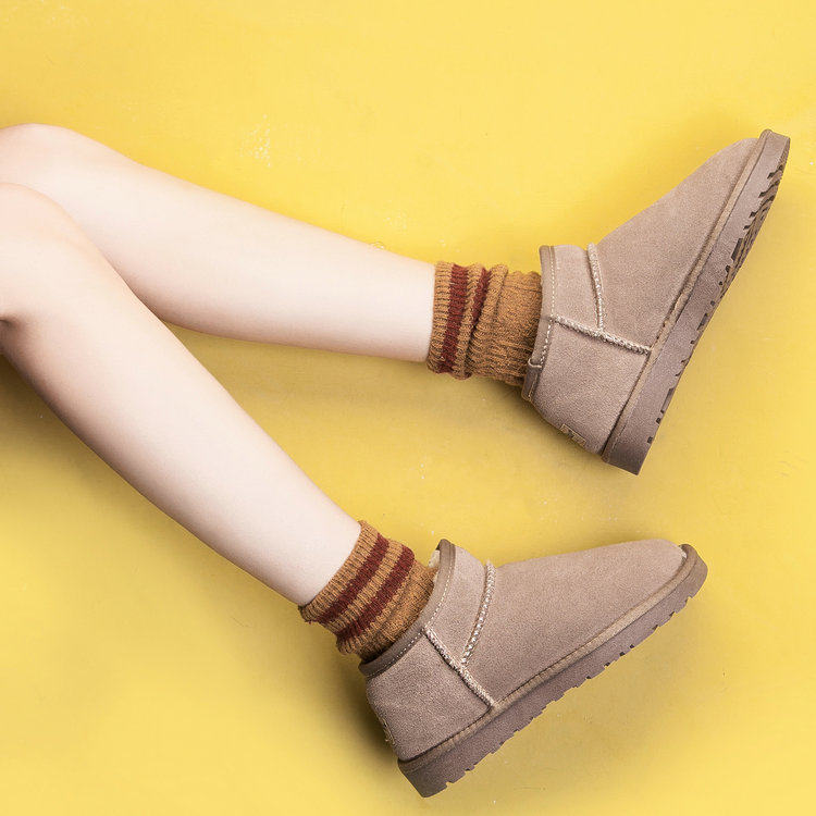 Snow boots Fur integrated Boots lady Low boots cowhide Plush Snow Cotton Large keep warm hyomain the Women's Shoes, Boots  category - from Buy2taobao.com to provide professional Taobao agent buy service