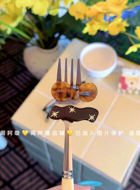 韩版ins复古时尚八芒星波浪蝴蝶结醋酸发夹气质百搭侧边夹鸭嘴夹
