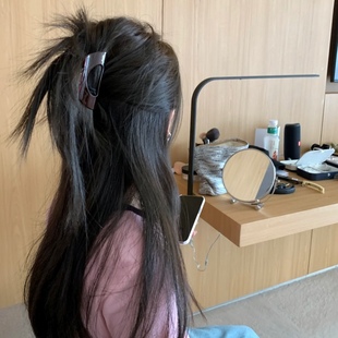 鸡窝头抓夹 醋酸法式镂空半圆发夹简约中号抓夹半扎发鲨鱼夹发抓