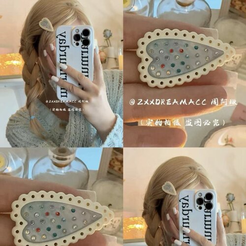 爱心彩钻波点发夹女前额碎发无痕