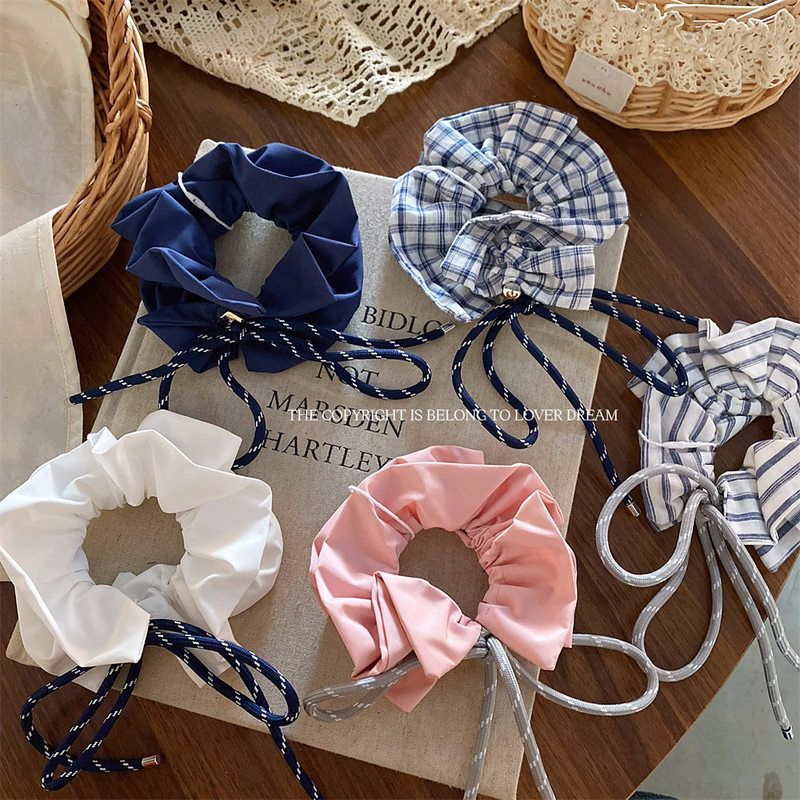 韩国ins新款线绳蝴蝶结格子大肠