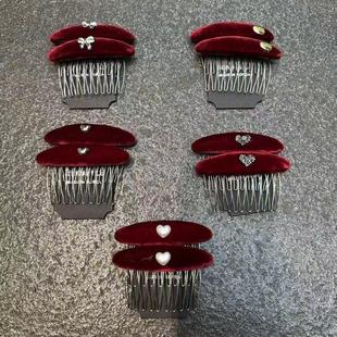 新年红色大集合 韩国秋冬丝绒红色系列发饰发夹抓夹