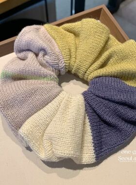 【加州女孩】韩系毛线拼色大肠发圈甜美简约扎发头绳肠圈发绳发饰