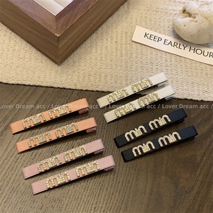 韩版 发饰女鸭嘴夹 ins水钻字母彩色织带甜美侧边夹刘海夹时尚