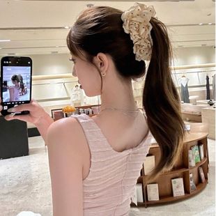 咖色波点玫瑰花朵香蕉夹后脑勺横夹低马尾抓夹女新款半扎发夹