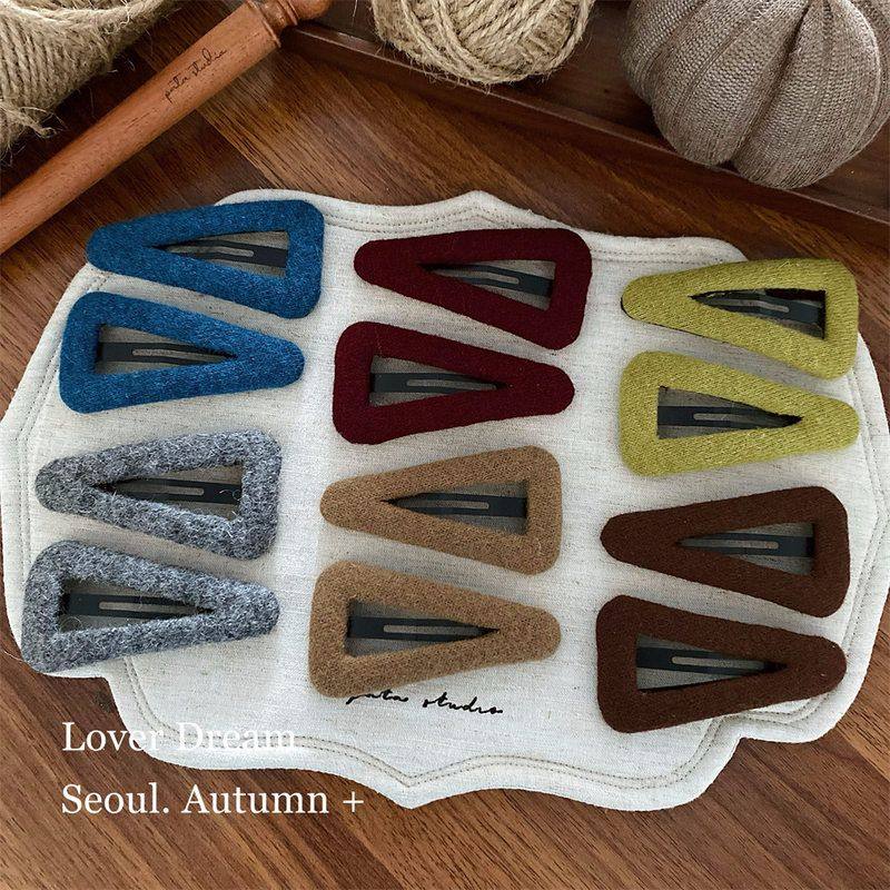 韩国秋冬新款彩色针织大三角bb夹发夹 时尚高级感刘海夹儿童发饰,饰品/流行首饰/时尚饰品新,发饰,淘宝优惠券,粉丝福利购,淘宝优惠卷