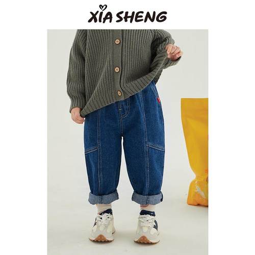 夏生儿童阔腿牛仔萝卜裤