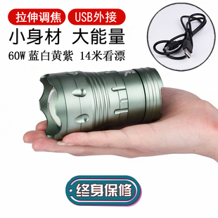 包邮 蓝白黄紫光30W单光源钓鱼灯 60W双光源夜钓灯USB供电超长续航