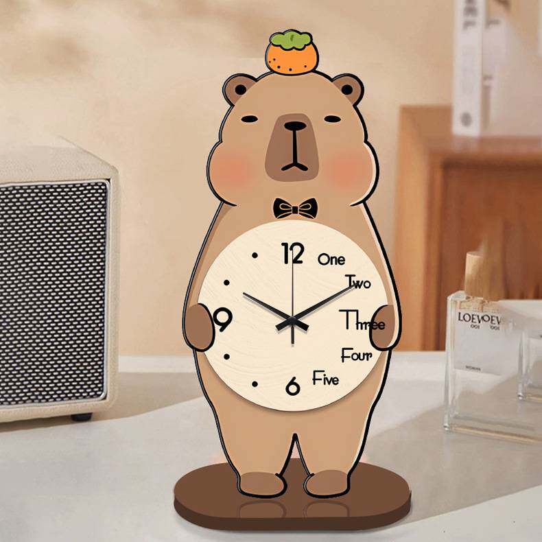 新疆包邮卡通小胖熊摆台时钟创意客厅餐厅摆件书房卧室家用现代简