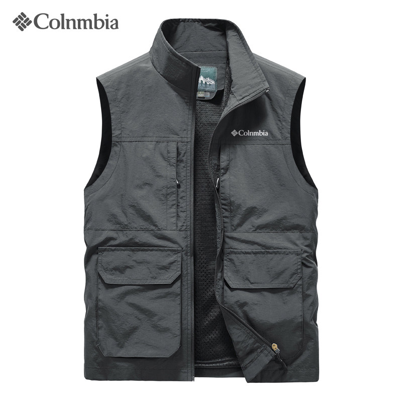 哥伦马甲男士夏季薄款速干透气坎肩马夹休闲宽松背心夹克摄影外套