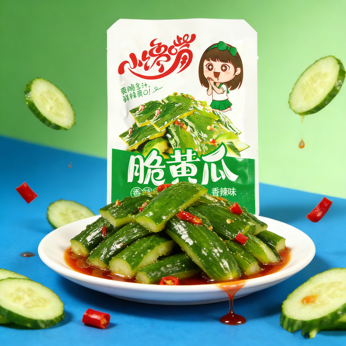 250g小馋嘴香辣味脆黄瓜袋装酱菜下饭菜开胃菜湖南特产腌青瓜零食