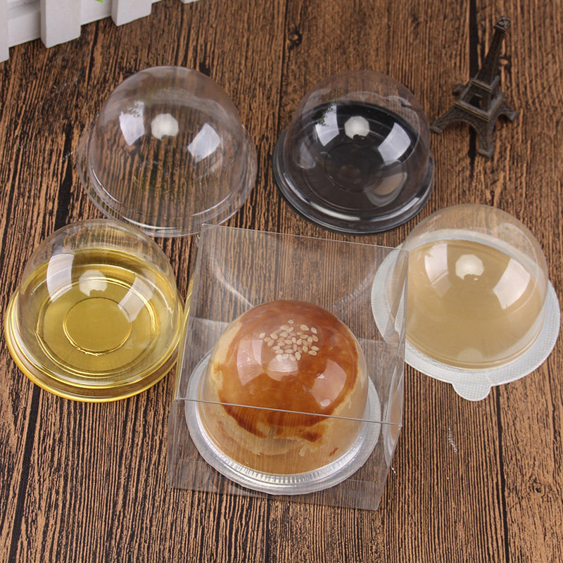 单粒黑底金底透明蛋黄酥包装盒子塑料吸塑雪媚娘盒月饼盒