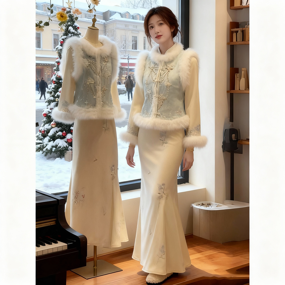 新中式国风套装改良旗袍连衣裙