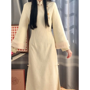 2025秋冬新中式改良旗袍复古民国风年轻款少女显瘦连衣裙加绒加厚
