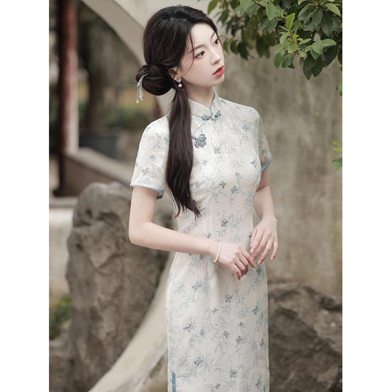 碎花旗袍连衣裙雪纺夏款年轻款少女蚀骨2025年新款文艺国潮改良版