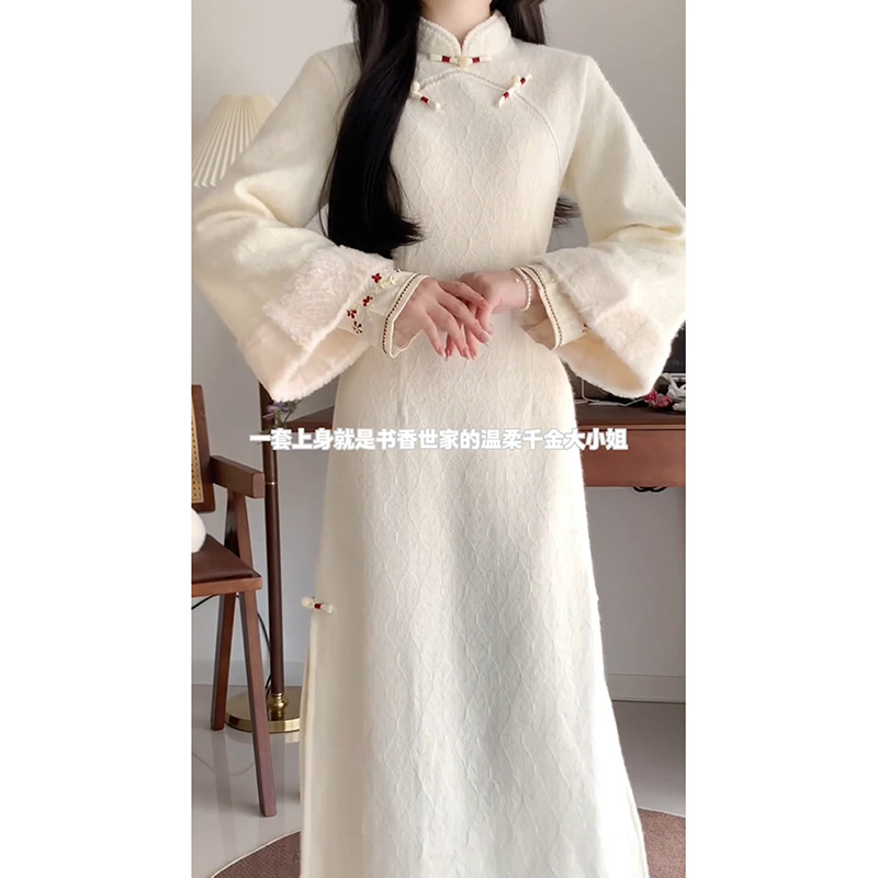 新中式改良旗袍2024新款秋冬季