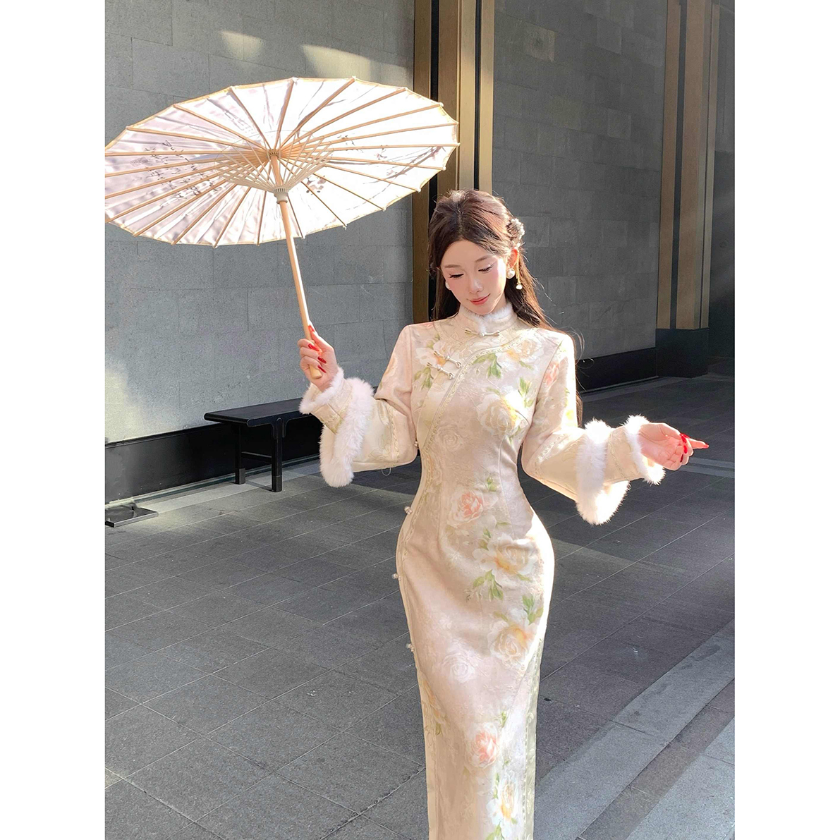 新中式改良旗袍女加绒厚款针织