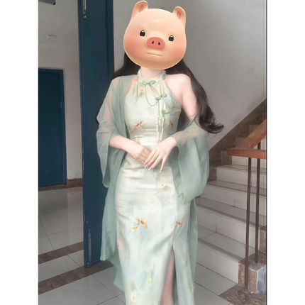 新中式汉服改良版连衣裙女夏季汉元素国风开衫旗袍两件套日常可穿