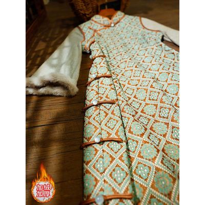 旗袍新款2025秋冬季加绒加厚复古