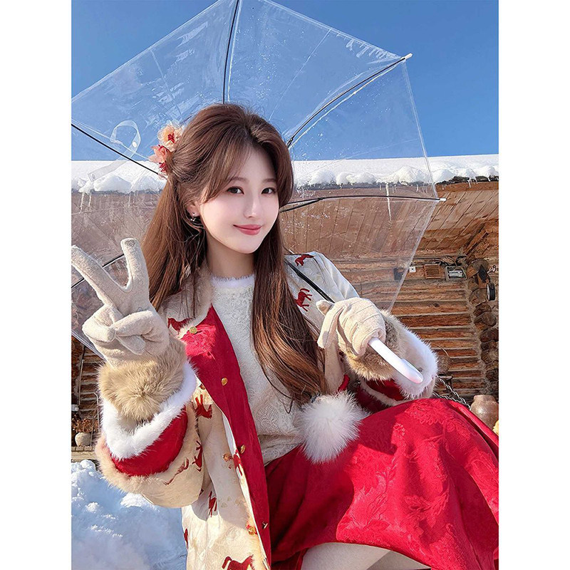 马上有钱马年战袍新中式保暖外套女冬2025双面穿国风套装大小姐女,女装/女士精品,时尚套装,淘宝优惠券,粉丝福利购,淘宝优惠卷