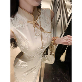 裙子 国风重工钉珠立领改良旗袍裙2025夏季 人间水仙 新款 新中式