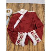 巨好看红色复古新中式 年轻改良毛绒领 倒大袖 刺绣旗袍女2025冬新款