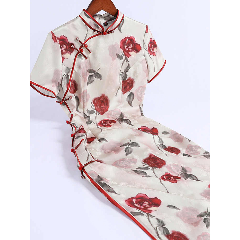 改良红色旗袍2025夏季新款