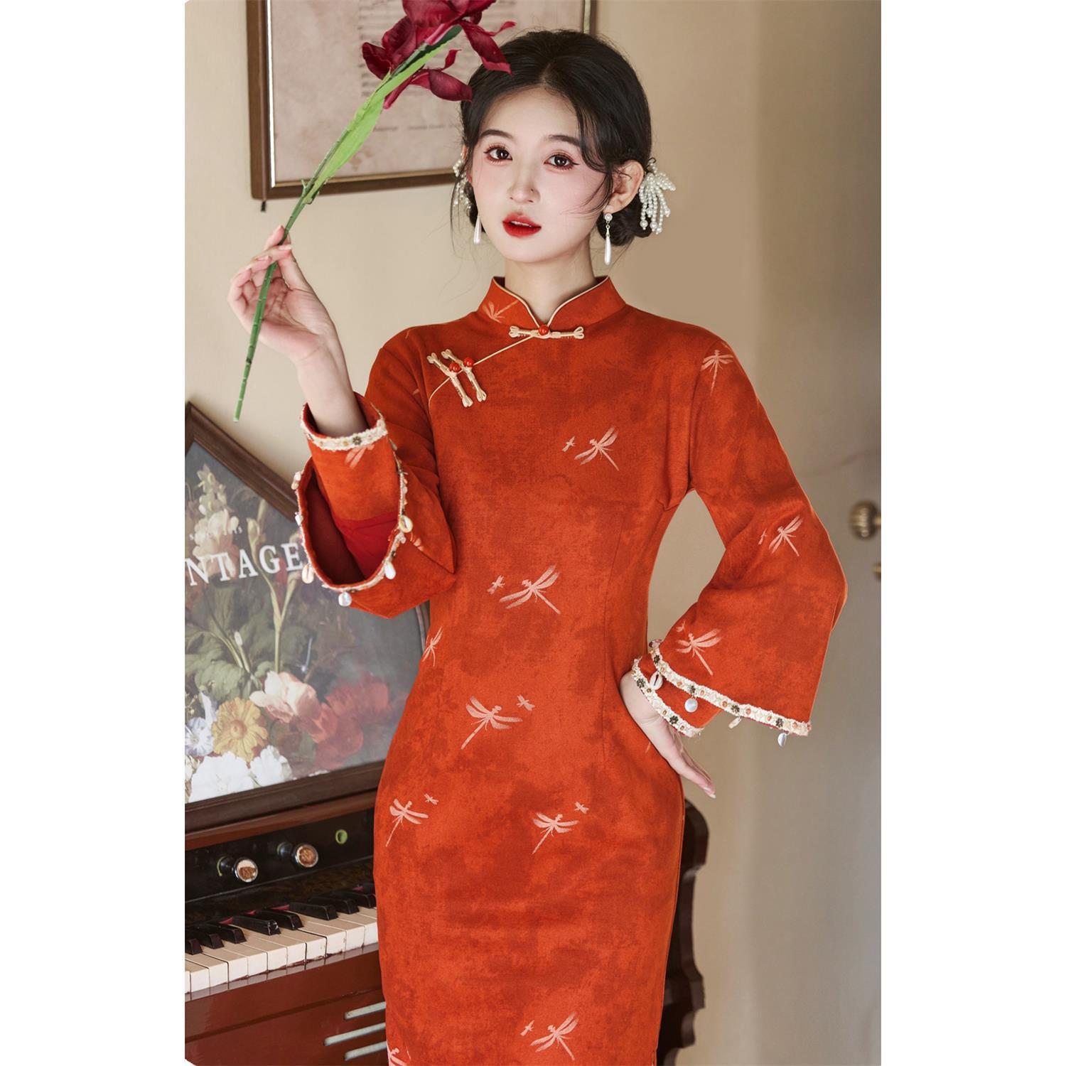 【香榭画廊】改良红色年轻款旗袍