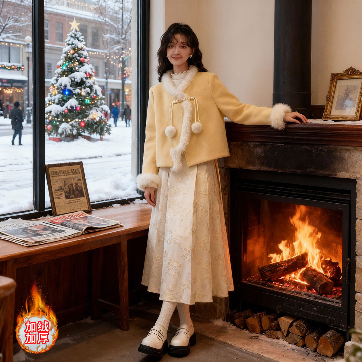 新中式国风短款毛呢黄色大衣外套女秋冬独特超好看爆款小个子大衣,女装/女士精品,时尚套装,淘宝优惠券,粉丝福利购,淘宝优惠卷