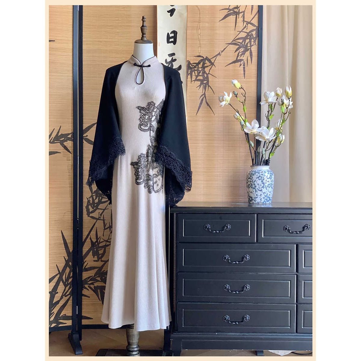 【墨枝】新中式改良旗袍无袖修身