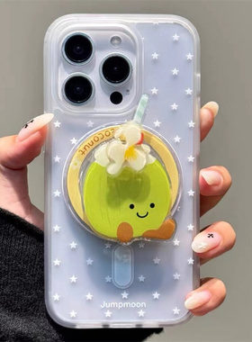 椰子白色星星磁吸支架适用OPPOreno9手机壳10pro软a58/a93/6女72k12x防摔findx7pro/x6/A2pro个性k9创意A1a55