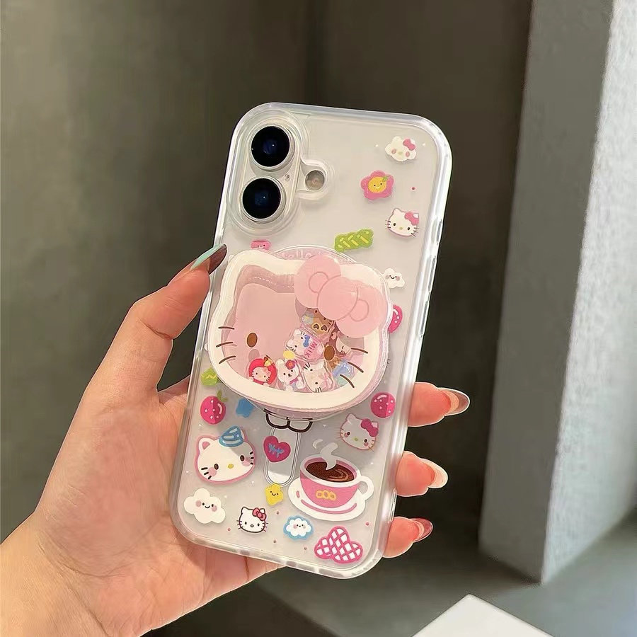 超萌下午茶KT磁吸支架适用小米14手机壳12软mix4防摔civi3全包10青春版60女k70红米turbo3/note13pro/k50至尊