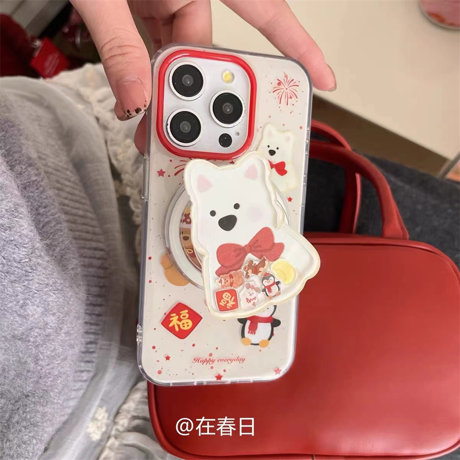 烟花西高地萌磁吸支架适用红米k70手机壳60e/40/50note13pro软11防摔8/9全包turbo3女12/k50游戏增强K30S至尊