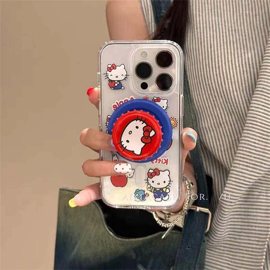 红苹果猫瓶盖磁吸支架适用vivo iQOO12手机壳neo9S软8/10pro全包U3x防摔/z9x turbo/11s新款3/Z6/5S/neo7Se女