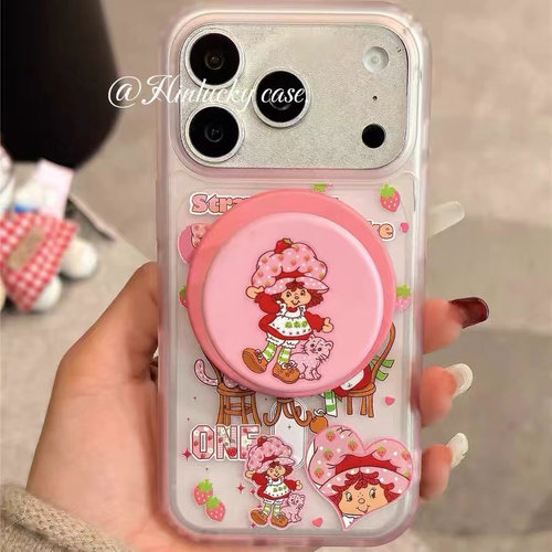 超萌草莓女孩磁吸支架适用realmeGT6se手机壳GT大师探索neo极速V50S真我防摔q3i全包V20软壳12pro女Q5狂欢版