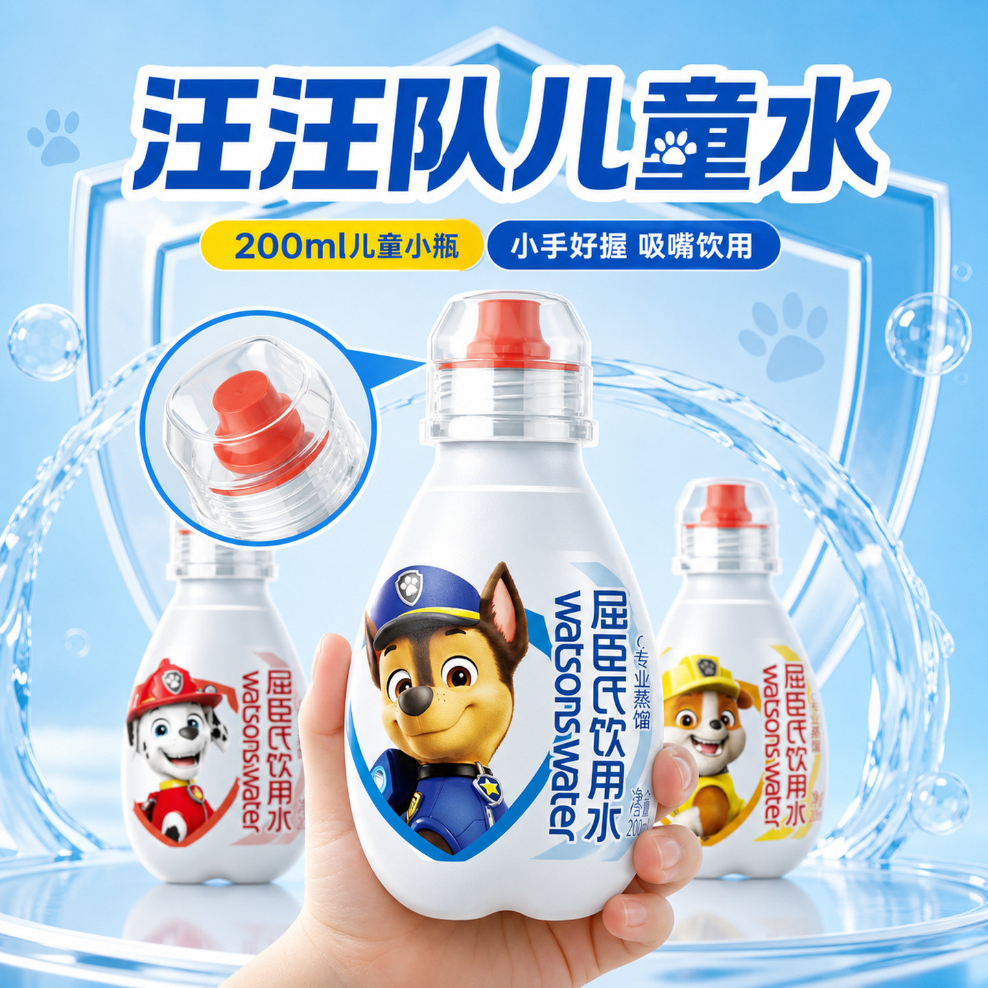 汪汪队矿泉水屈臣氏儿童饮用水高温蒸馏水宝宝爱喝幼儿园水奖励品