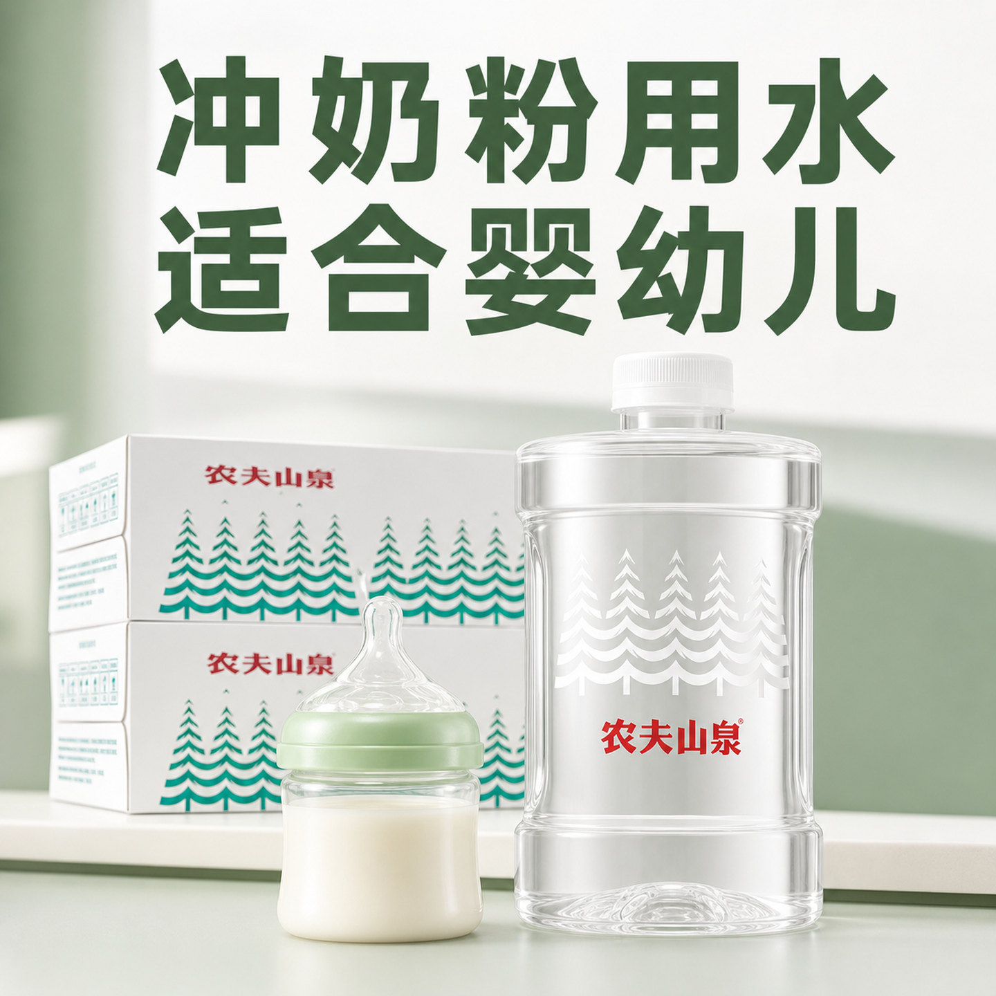 婴儿水农夫山泉冲奶饮用水1L整箱12瓶天然水新生儿泡奶粉健康喝水