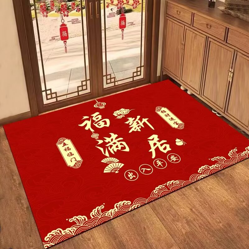 红色2026马年入户地垫硅藻进户大门口门垫门厅玄关走廊卫生间脚垫