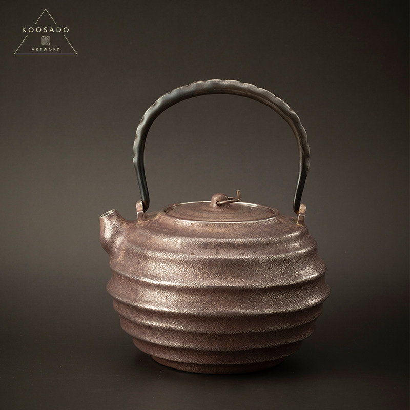 宽山堂复古居相旋纹一块打银壶手工700ml烧水壶纯银茶具茶壶家用