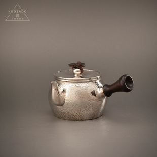 纯银手工泡茶壶120ml来凤横手小急须银壶茶道复古茶具定制 宽山堂