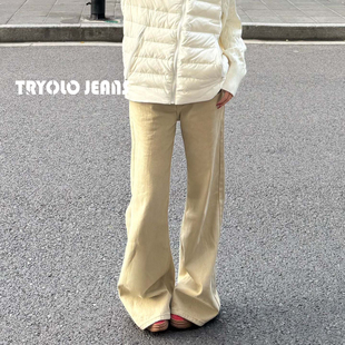 宽松显高显瘦垂感百搭阔腿长裤 女新款 子 复古微喇牛仔裤 TRYOLO美式