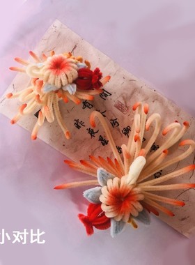新小版福绿寿三多绶带鸟仿非遗古典成品汉服头饰扭扭棒绒花发夹簪